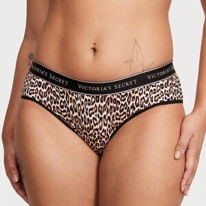 Victoria's Secret Logo Cotton Hiphugger Panty Leopard Print S NEW